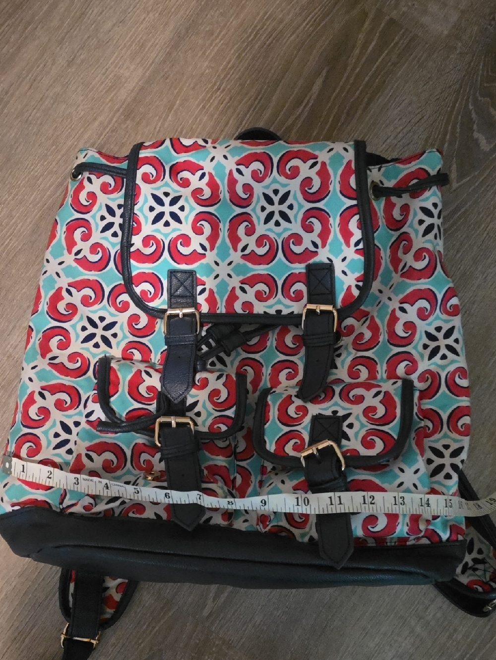 Viv And Lou Stylish Red & Teal Patterned Women’s Backpack
